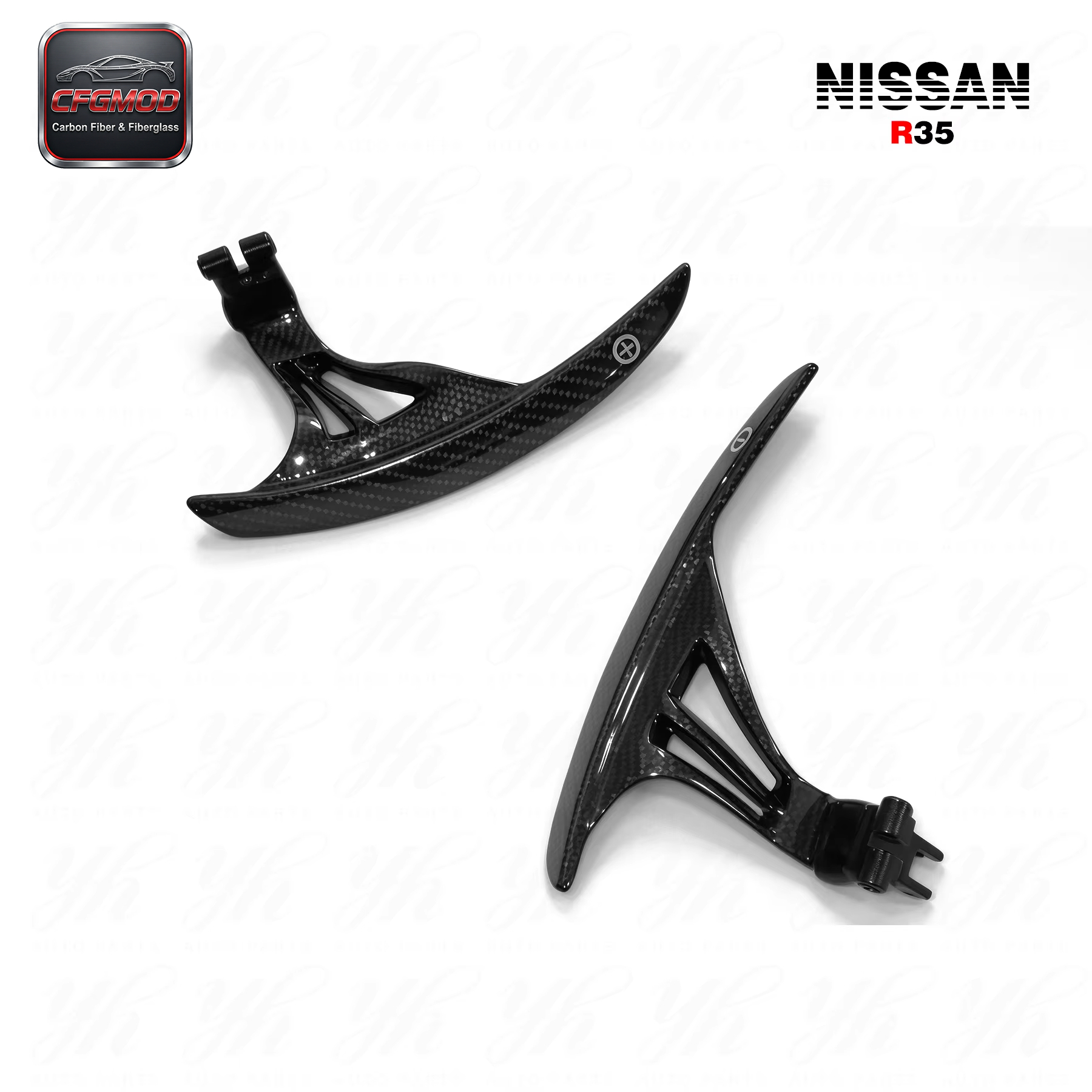 For 2008-2014 R35 GTR GTR35 at Style Matte Black Carbon Fiber Smooth Steering Wheel Shifter Extension — 2