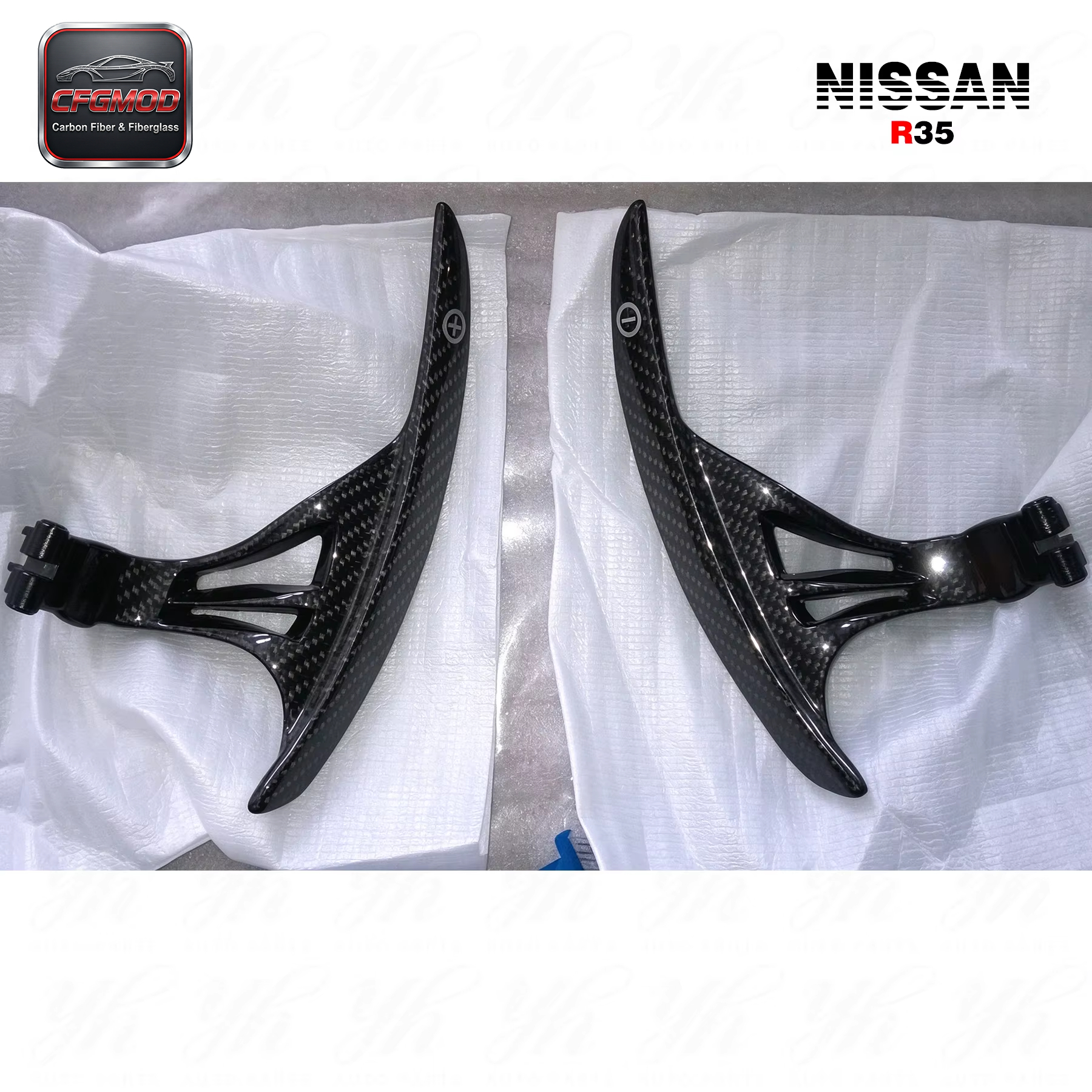 For 2008-2014 R35 GTR GTR35 at Style Matte Black Carbon Fiber Smooth Steering Wheel Shifter Extension — 6
