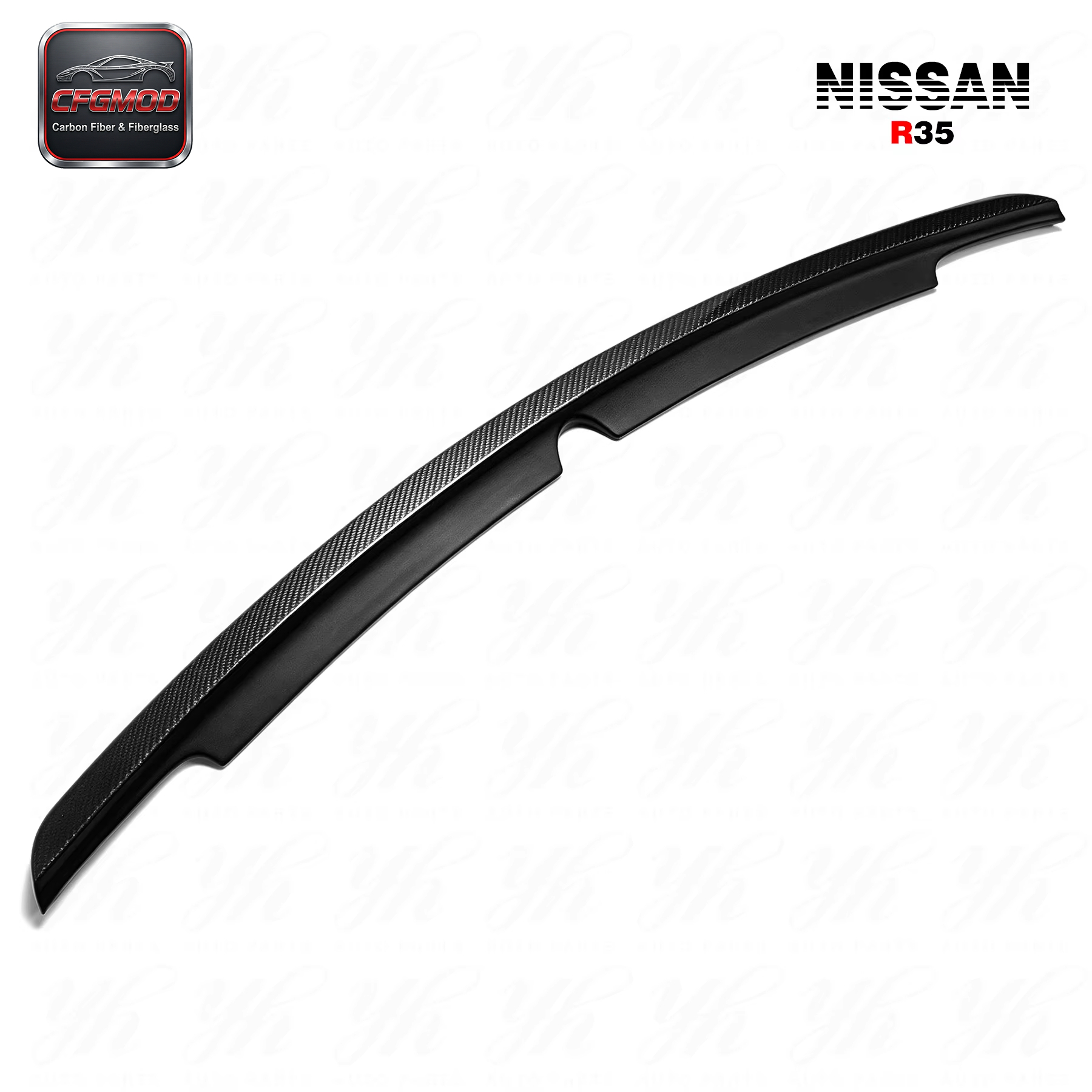 For Skyline R35 GTR Rear Trunk Boot Lip Spoiler Wing WD Wald Style Carbon Fiber — 3