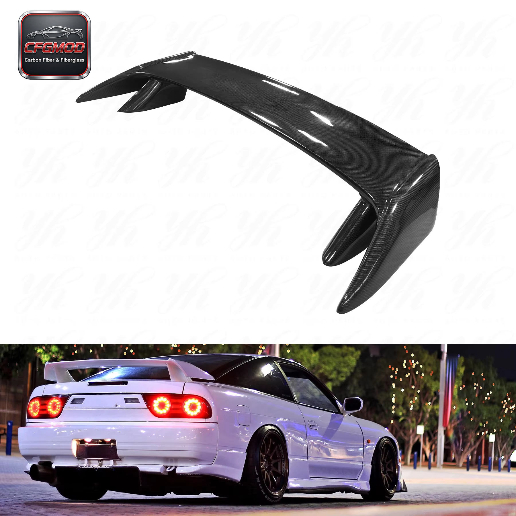 Single Deck FRP Carbon Fiber Rear Spoiler for S13 240SX 200SX Kouki Carbon Fiber — 1