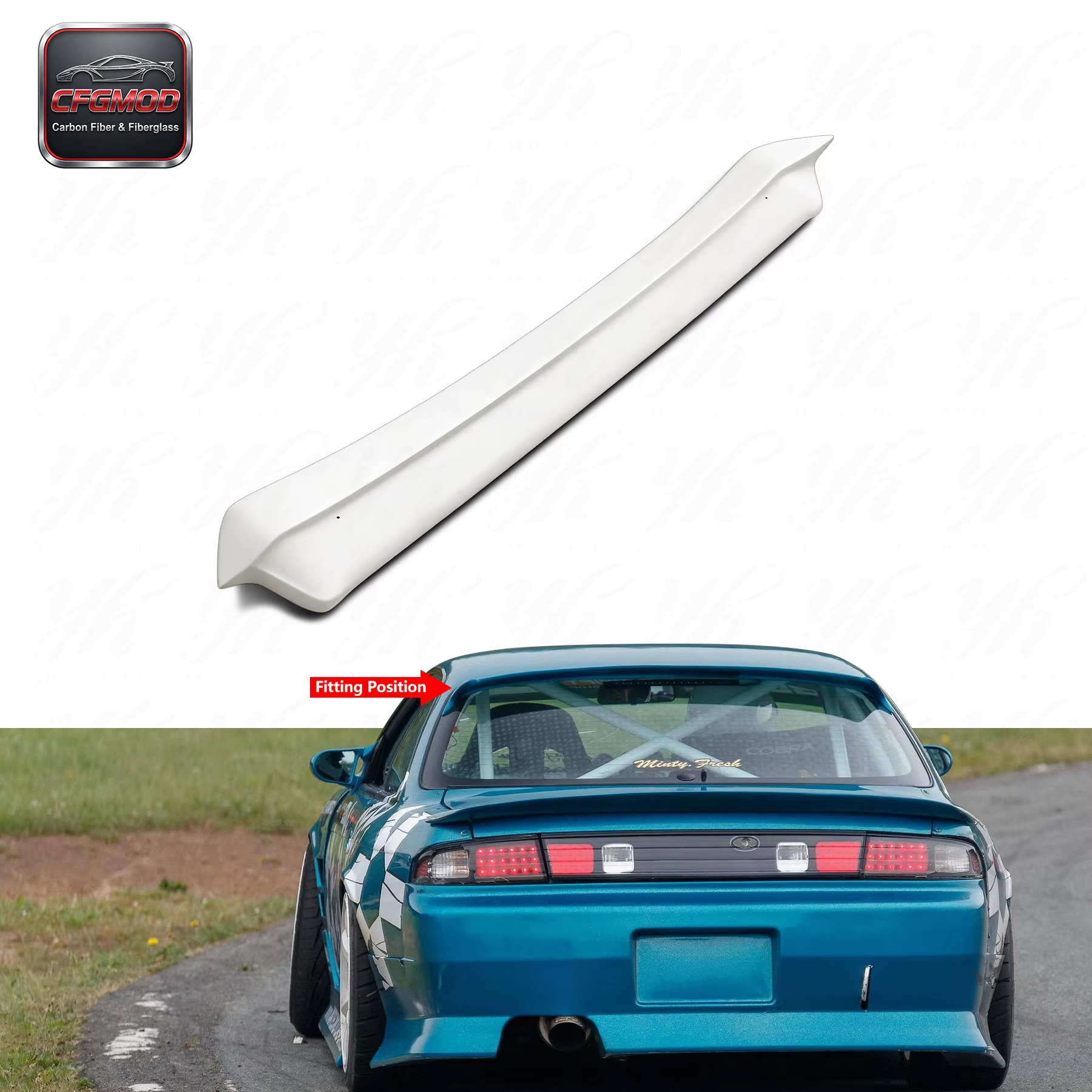 S14/S14A Dmax Style High Quality Clear Coated FRP Roof Spoiler — 2