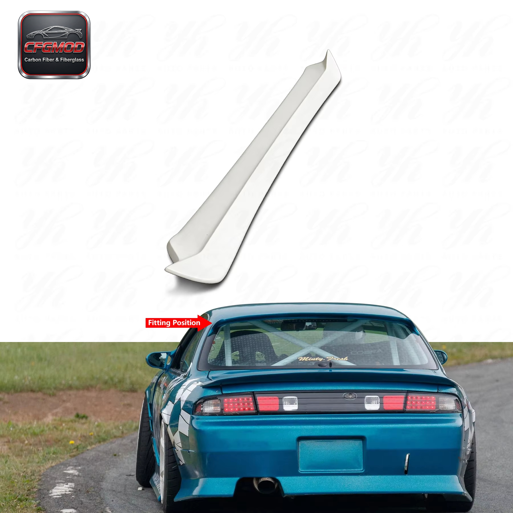 S14/S14A Dmax Style High Quality Clear Coated FRP Roof Spoiler — 3