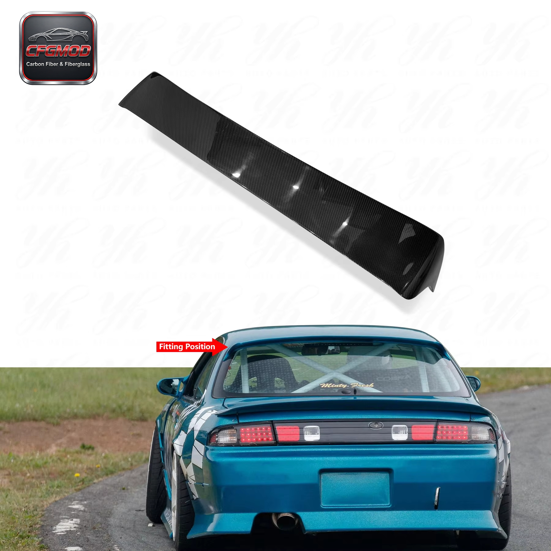 S14/S14A Dmax Style High Quality Clear Coated FRP Roof Spoiler — 5