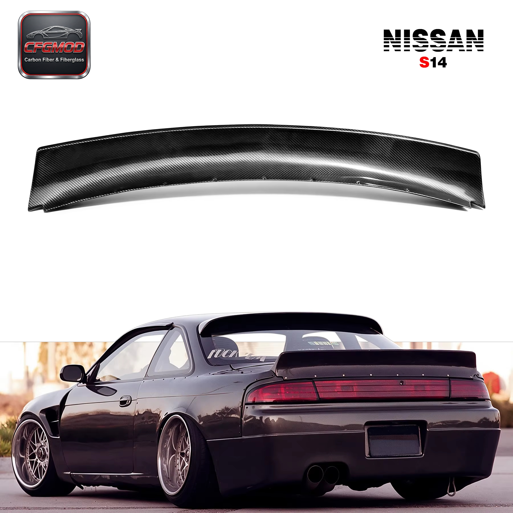 Carbon Fiber Rocket Bunny Rear Spoiler for S14 — 3