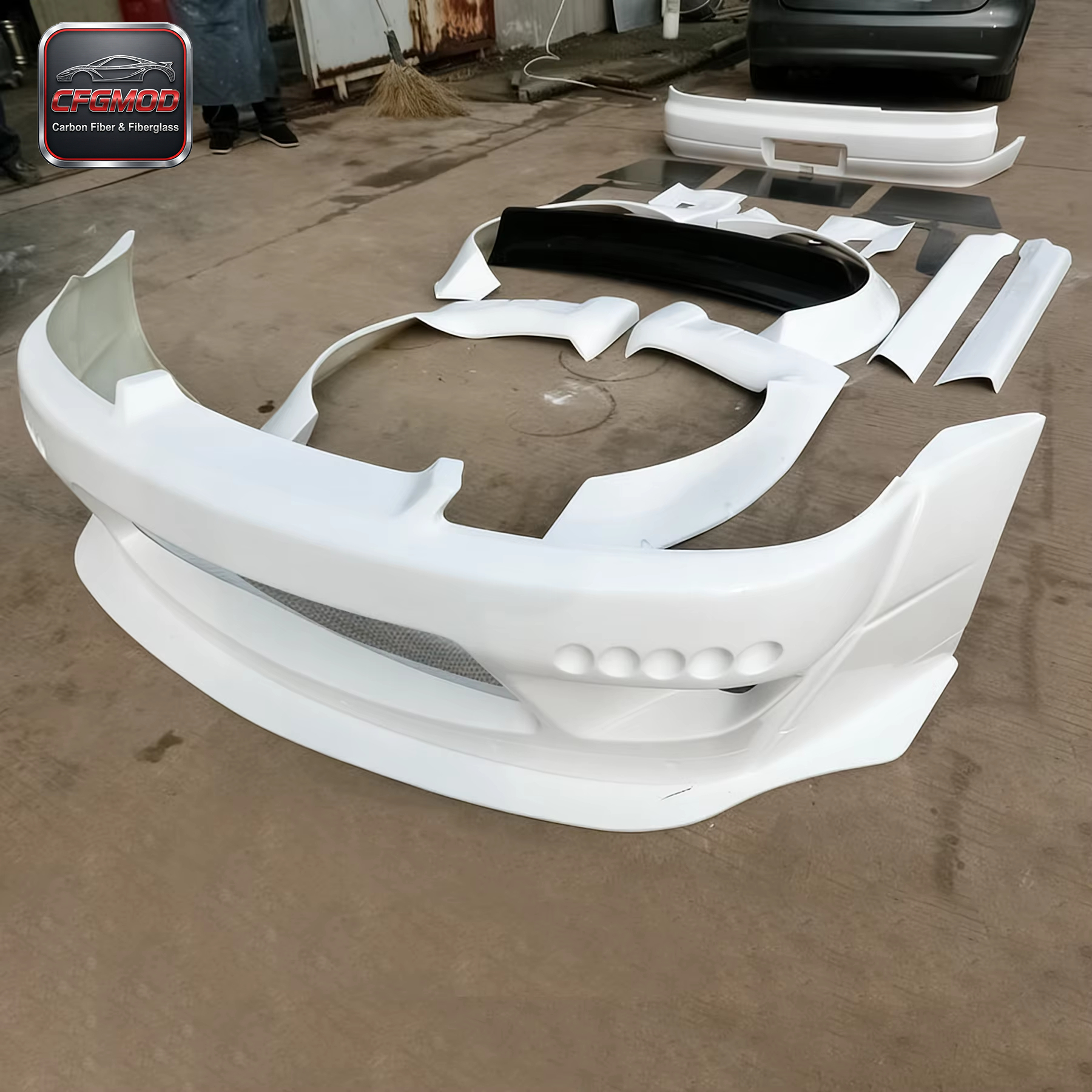 CFGMOD High Quality S15 Silvia Rocket Bunny Front Bumper Lip Fender Diffuser Spoiler FRP Fiber Glass Perfect Fitment Screw — 3