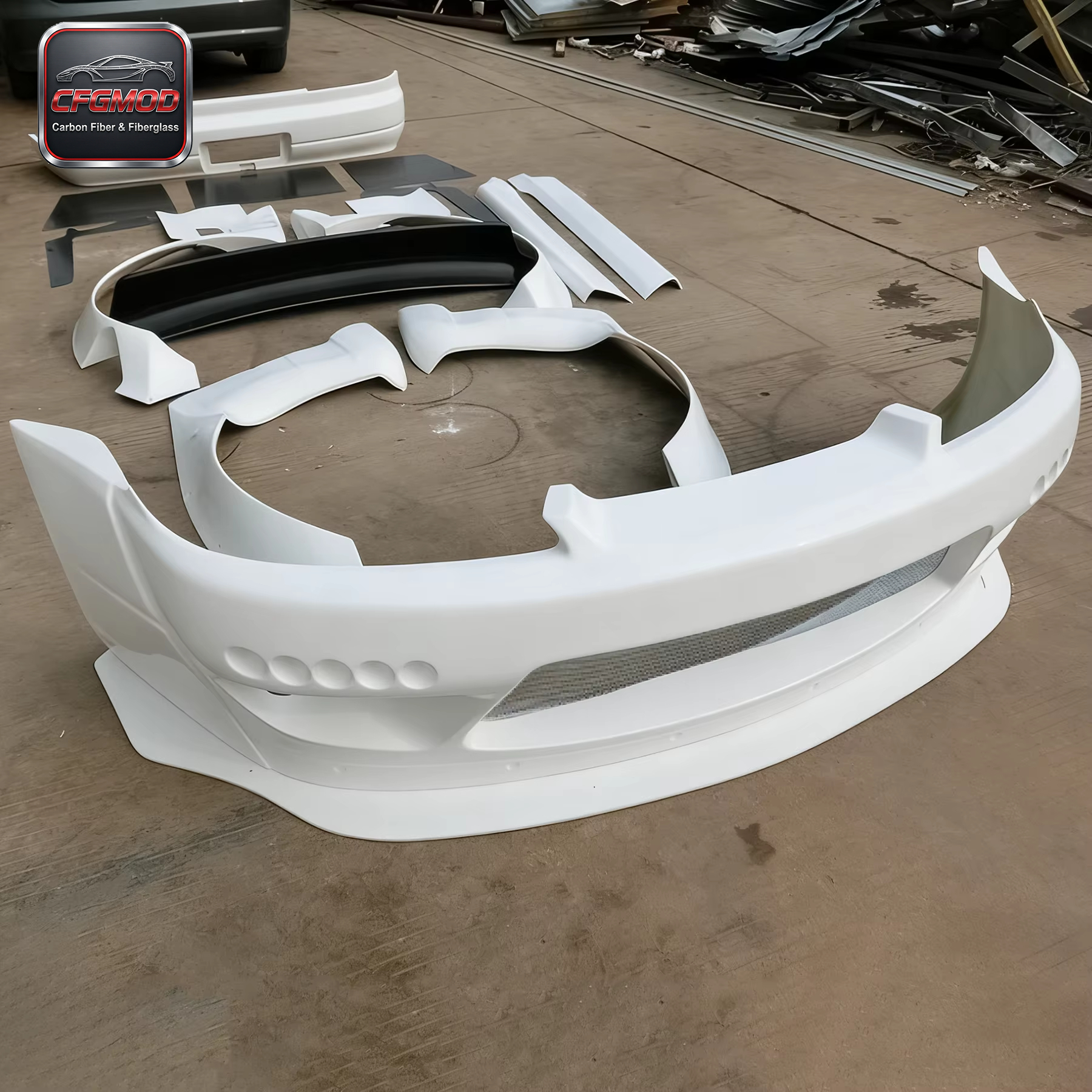 CFGMOD High Quality S15 Silvia Rocket Bunny Front Bumper Lip Fender Diffuser Spoiler FRP Fiber Glass Perfect Fitment Screw — 5