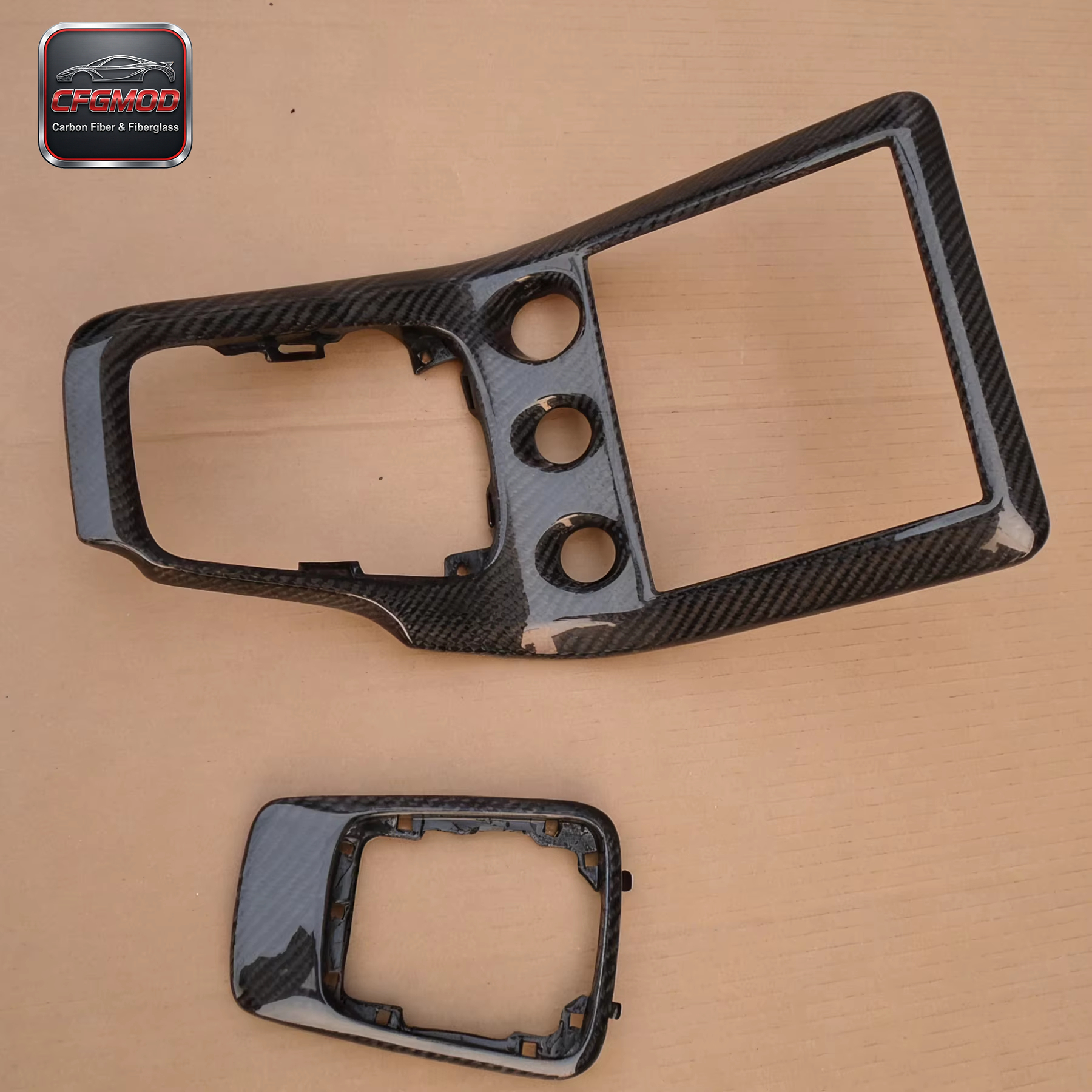 200SX 240SX S15 Silvia RHD Black Carbon Fiber High Glossy Finish Radio Gear Surround Console Replacement — 6