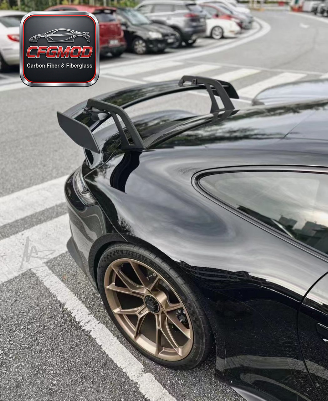 GT3 Style Dry Carbon Fiber Rear Wing Spoiler with Decklid for Porsche 911 992.1 Carrera Trunk Hood Tuning Parts — 5