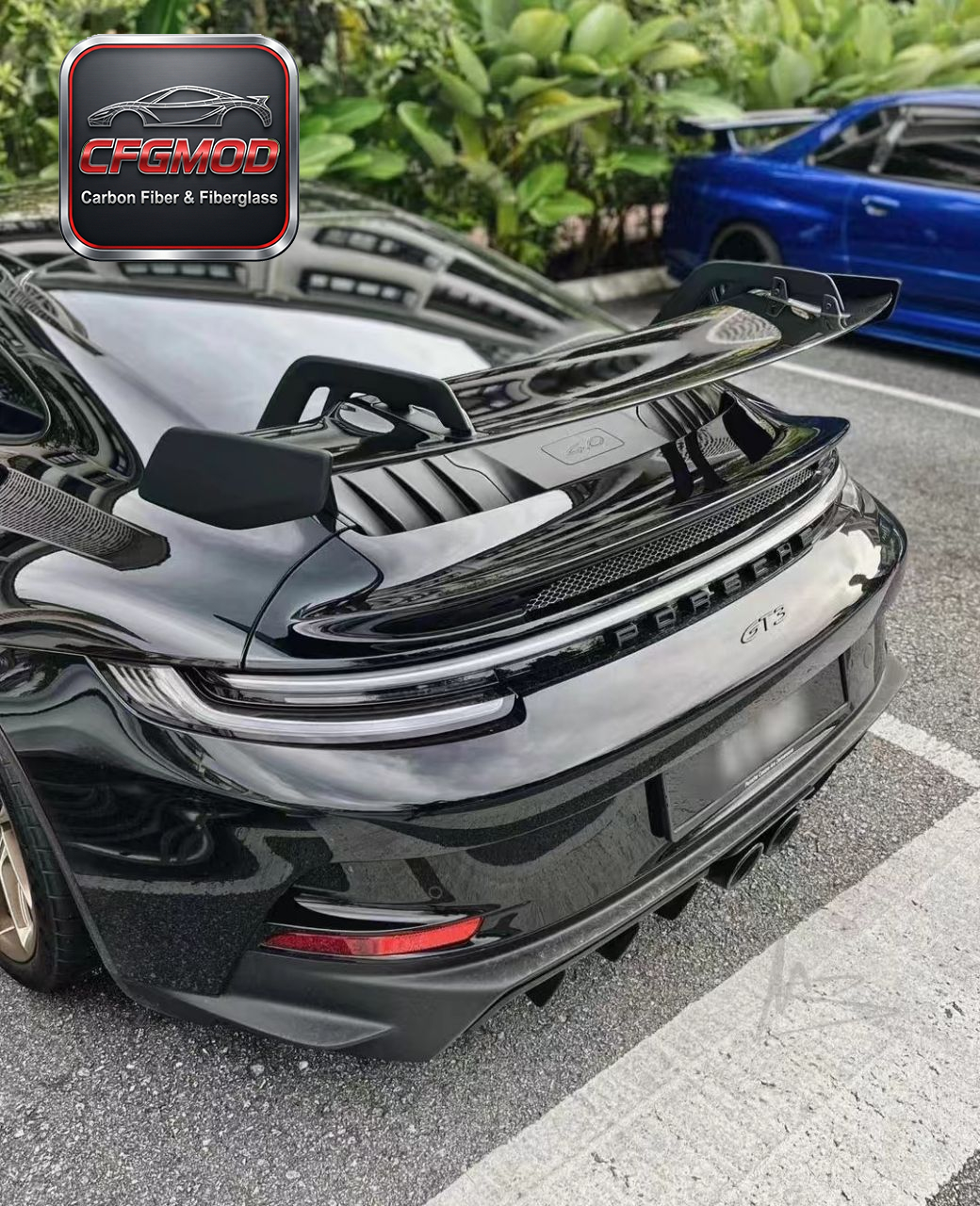 GT3 Style Dry Carbon Fiber Rear Wing Spoiler with Decklid for Porsche 911 992.1 Carrera Trunk Hood Tuning Parts — 7