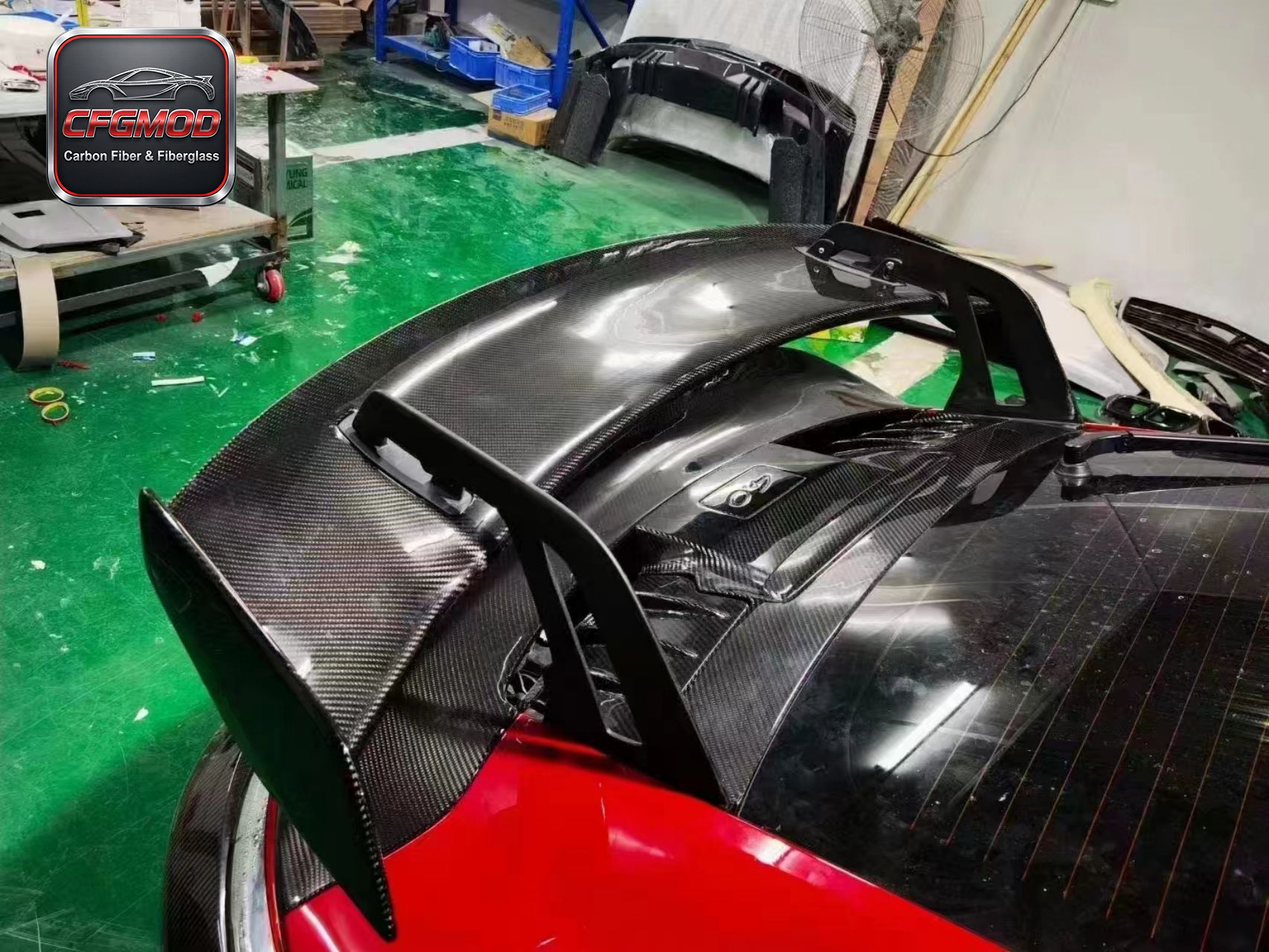 GT3 Style Dry Carbon Fiber Rear Wing Spoiler with Decklid for Porsche 911 992.1 Carrera Trunk Hood Tuning Parts — 8