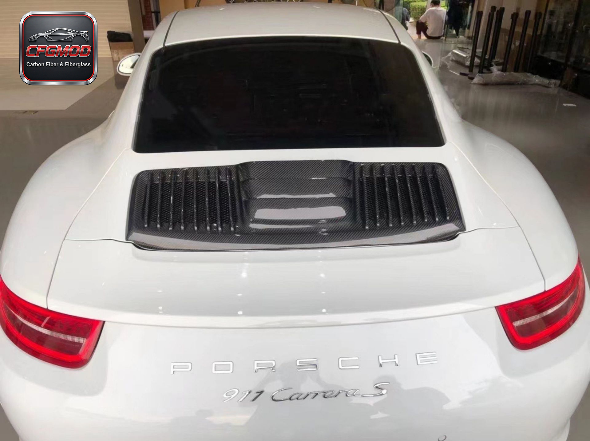 Carbon Fiber Rear Engine Grille Cover for Porsche 911 Turbo Turbos Rear Decklid Bonnet Tuning Parts — 2