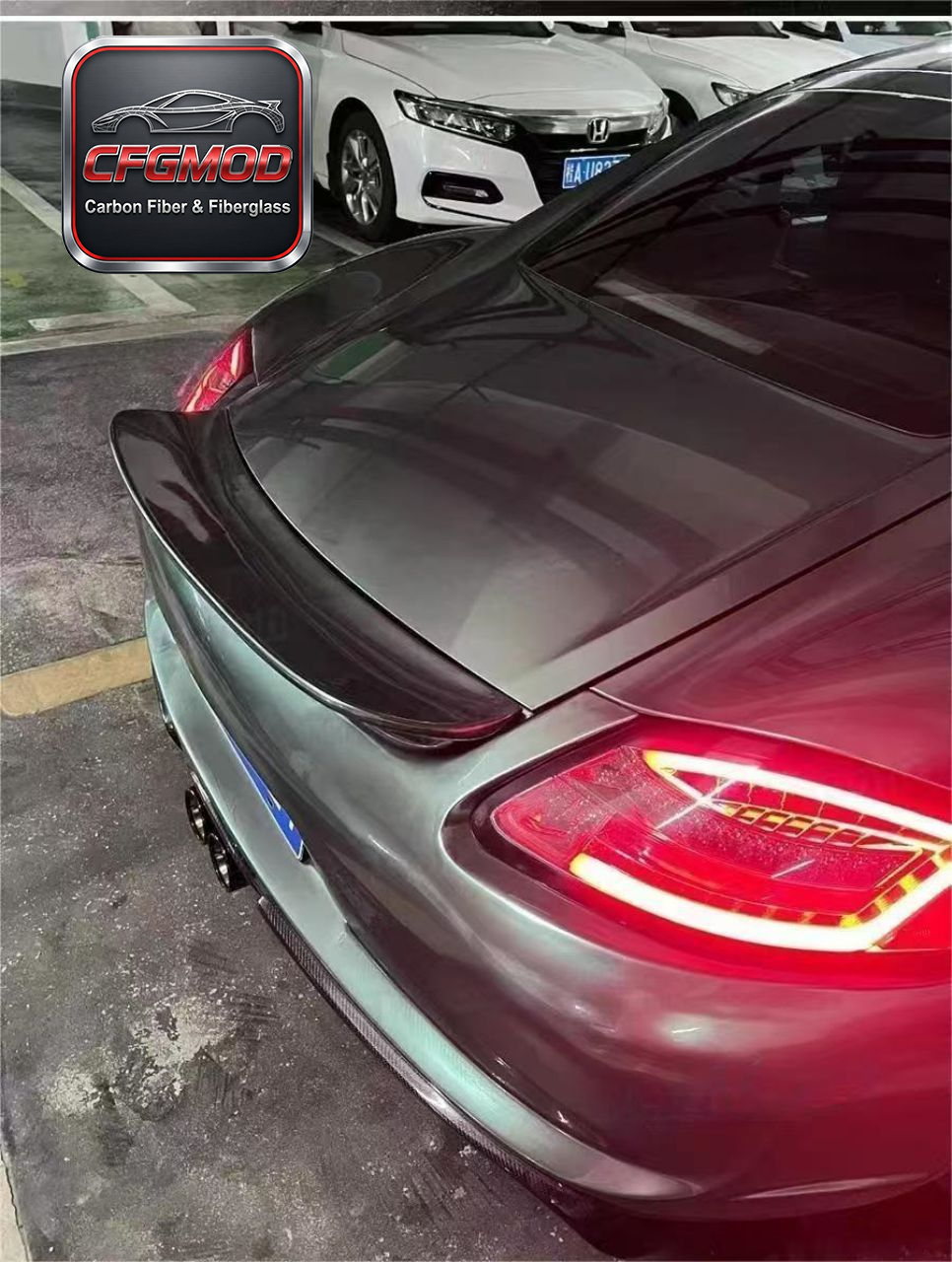 Carbon Fiber Replacement Rear Wing Spoiler for Porsche 987 Boxster Cayman Trunk Decklid Tuning Parts — 3