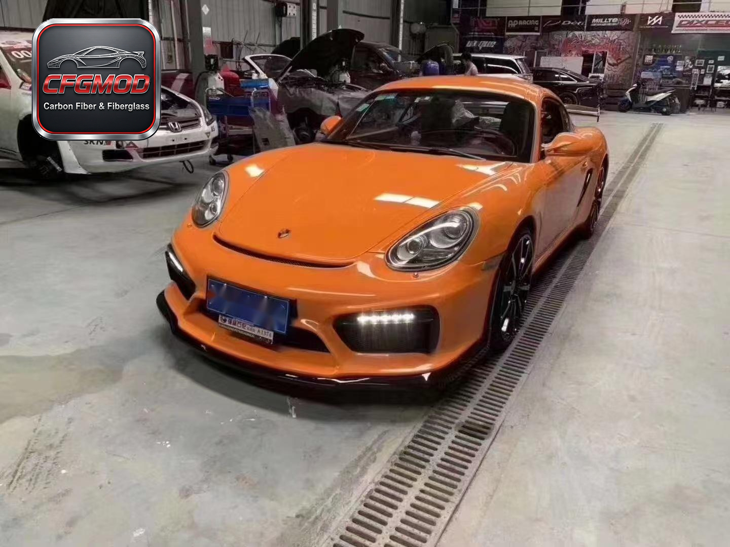 GT4 Style Carbon Fiber and Primer Body Kit Front Bumper Rear Diffuser Wing for Porsche 987 Cayman Boxster Tuning Parts — 2