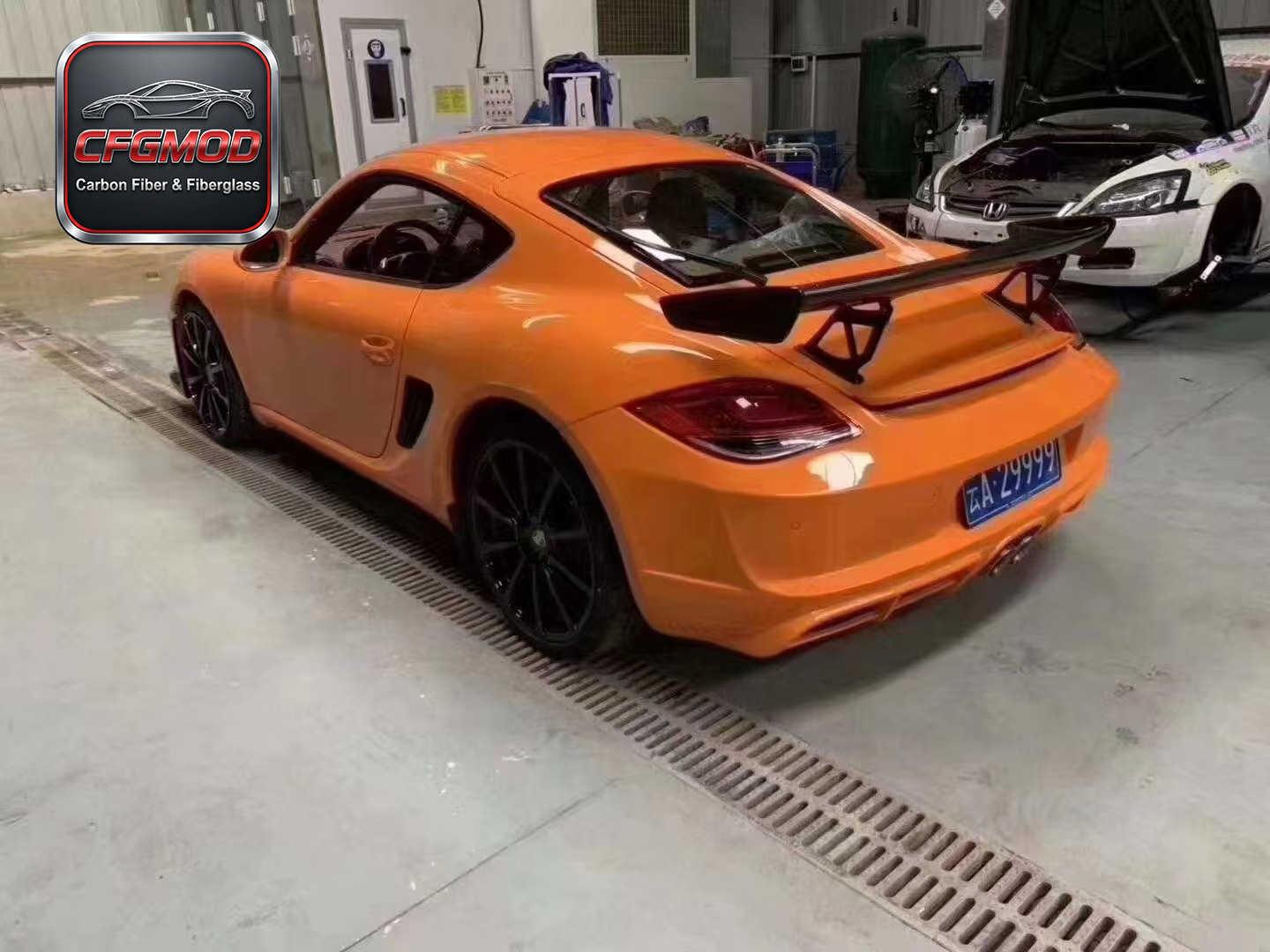 GT4 Style Carbon Fiber and Primer Body Kit Front Bumper Rear Diffuser Wing for Porsche 987 Cayman Boxster Tuning Parts — 4