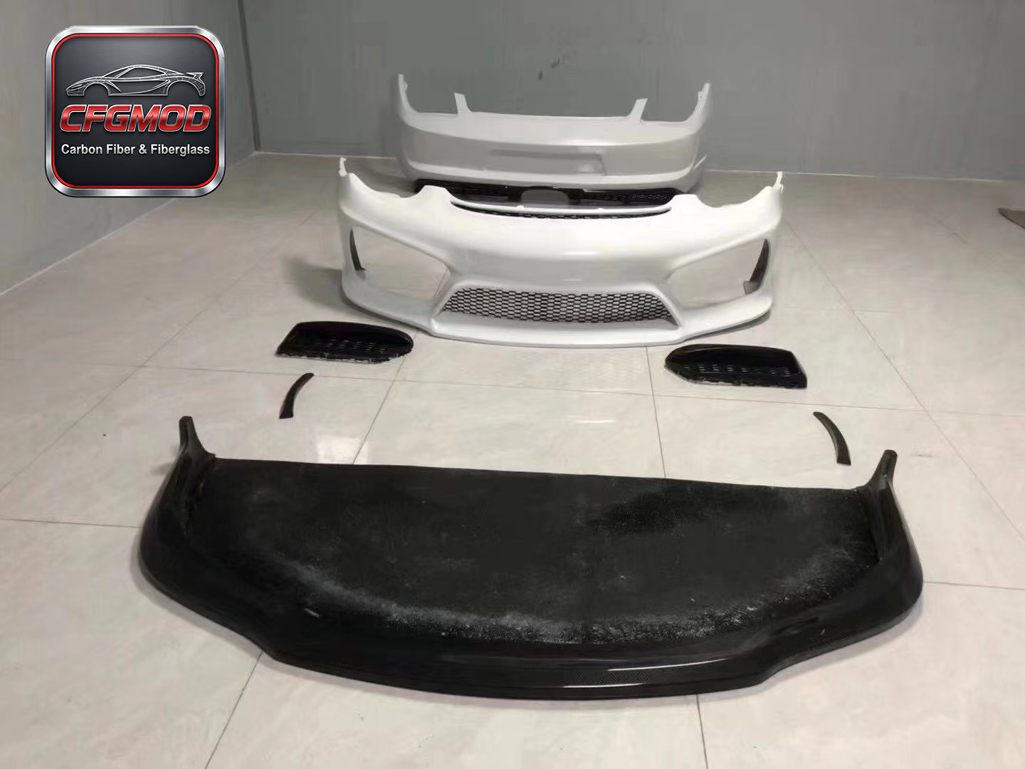 GT4 Style Carbon Fiber and Primer Body Kit Front Bumper Rear Diffuser Wing for Porsche 987 Cayman Boxster Tuning Parts — 6
