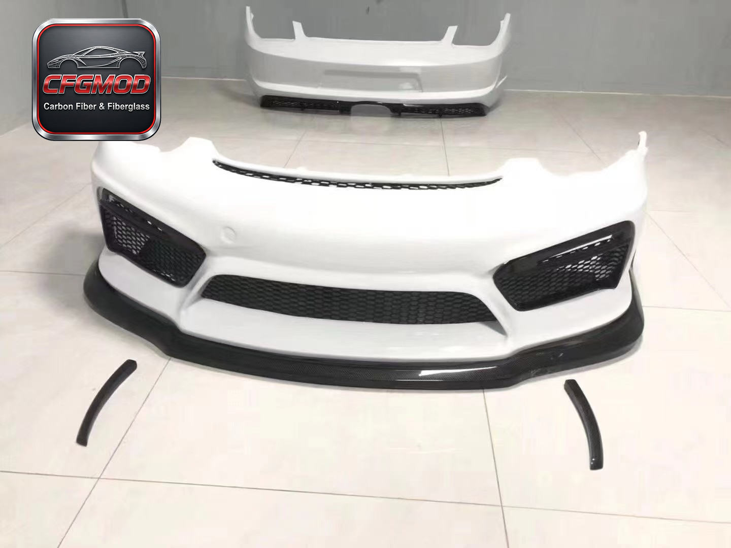 GT4 Style Carbon Fiber and Primer Body Kit Front Bumper Rear Diffuser Wing for Porsche 987 Cayman Boxster Tuning Parts — 8
