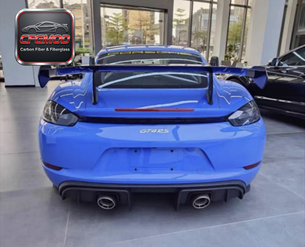 GT4 Style Dry Carbon Fiber Rear Lip Diffuser for 2016+ Porsche 718 Cayman Boxster Rear Bumper Splitter Tuning Parts — 1