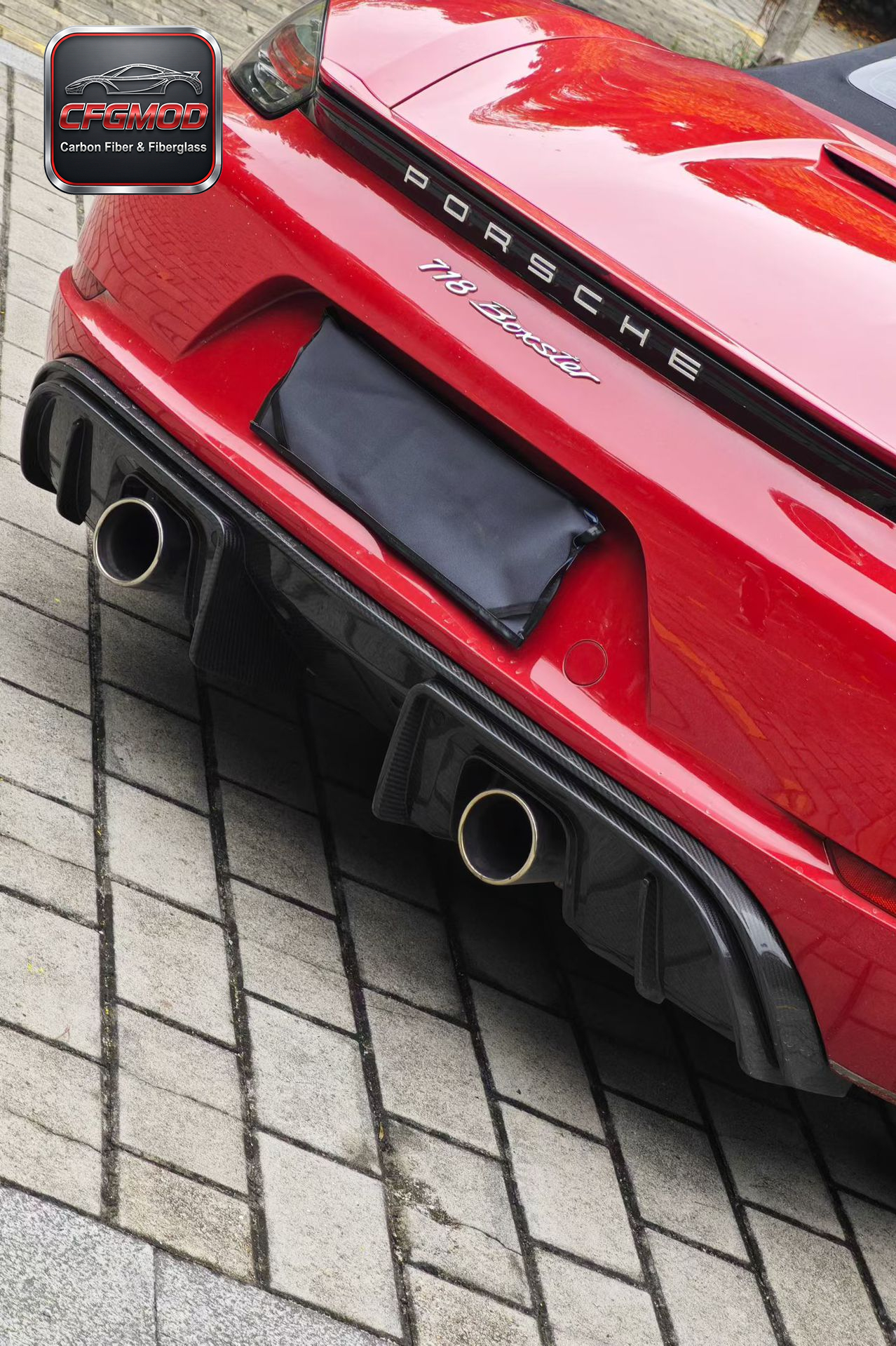 GT4 Style Dry Carbon Fiber Rear Lip Diffuser for 2016+ Porsche 718 Cayman Boxster Rear Bumper Splitter Tuning Parts — 3