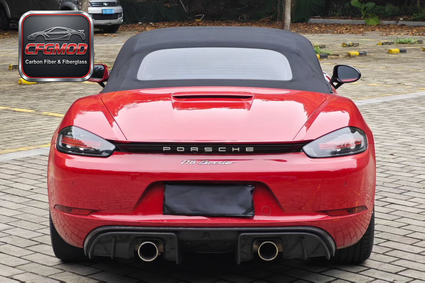 GT4 Style Dry Carbon Fiber Rear Lip Diffuser for 2016+ Porsche 718 Cayman Boxster Rear Bumper Splitter Tuning Parts — 4