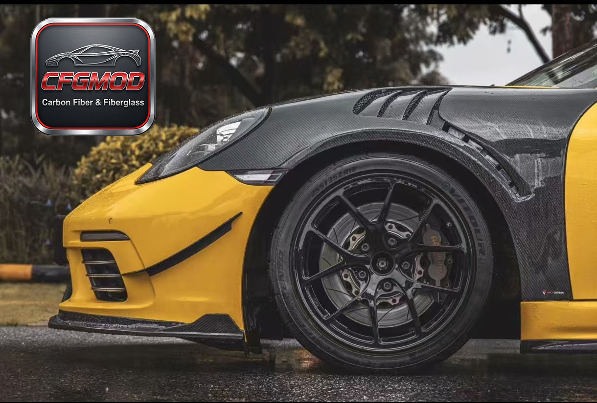 GT4 RS Style Dry Carbon Fiber Front Fenders with Vents for Porsche 718 Boxster Cayman Tuning Parts — 1