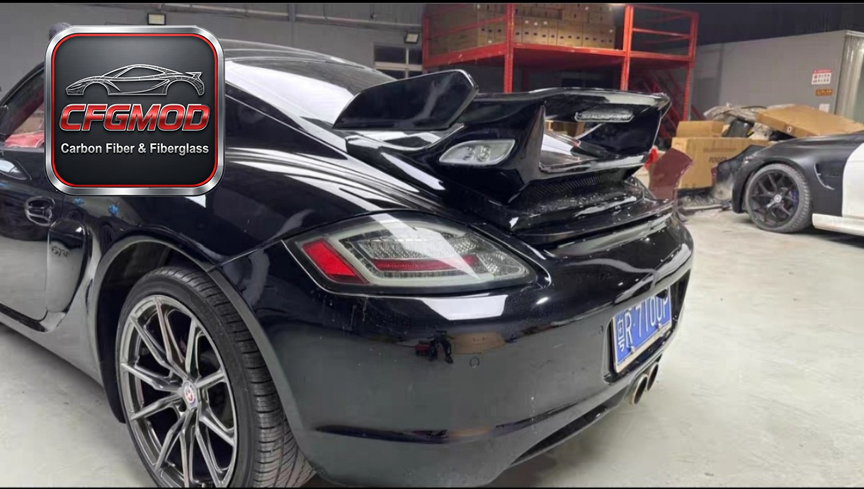 GT3 Style Carbon Fiber Rear Wing Spoiler for Porsche 987 Boxster Cayman Trunk Lip Tuning Parts — 1