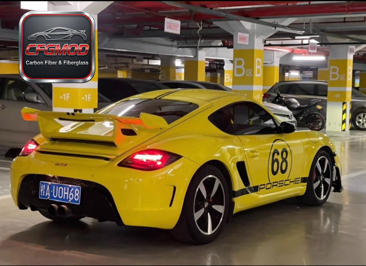 GT3 Style Carbon Fiber Rear Wing Spoiler for Porsche 987 Boxster Cayman Trunk Lip Tuning Parts — 3