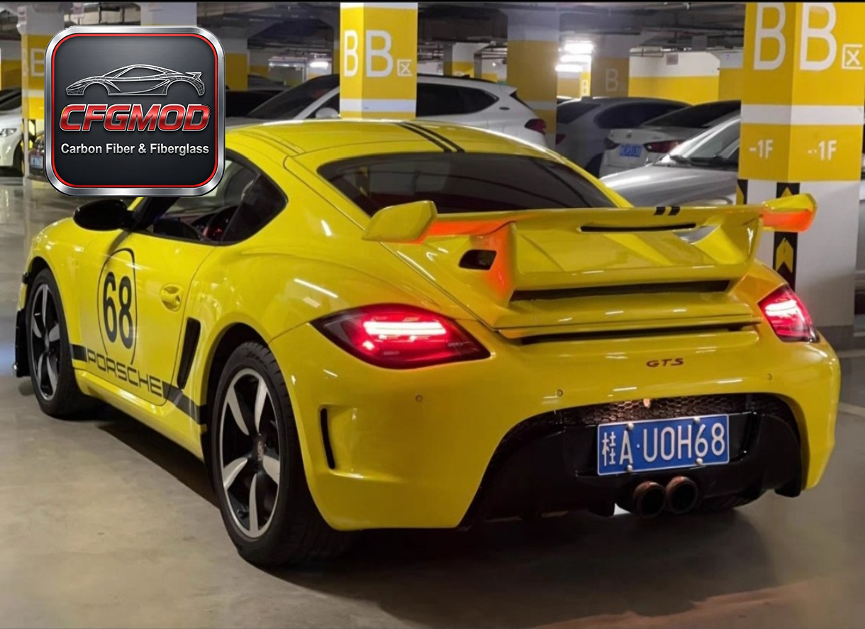 GT3 Style Carbon Fiber Rear Wing Spoiler for Porsche 987 Boxster Cayman Trunk Lip Tuning Parts — 4