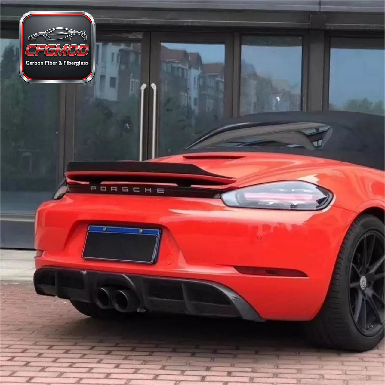GT4 Style Dry Carbon Fiber Rear Lip Diffuser for Porsche 718 Boxster Cayman Rear Bumper Splitter Tuning Parts — 2
