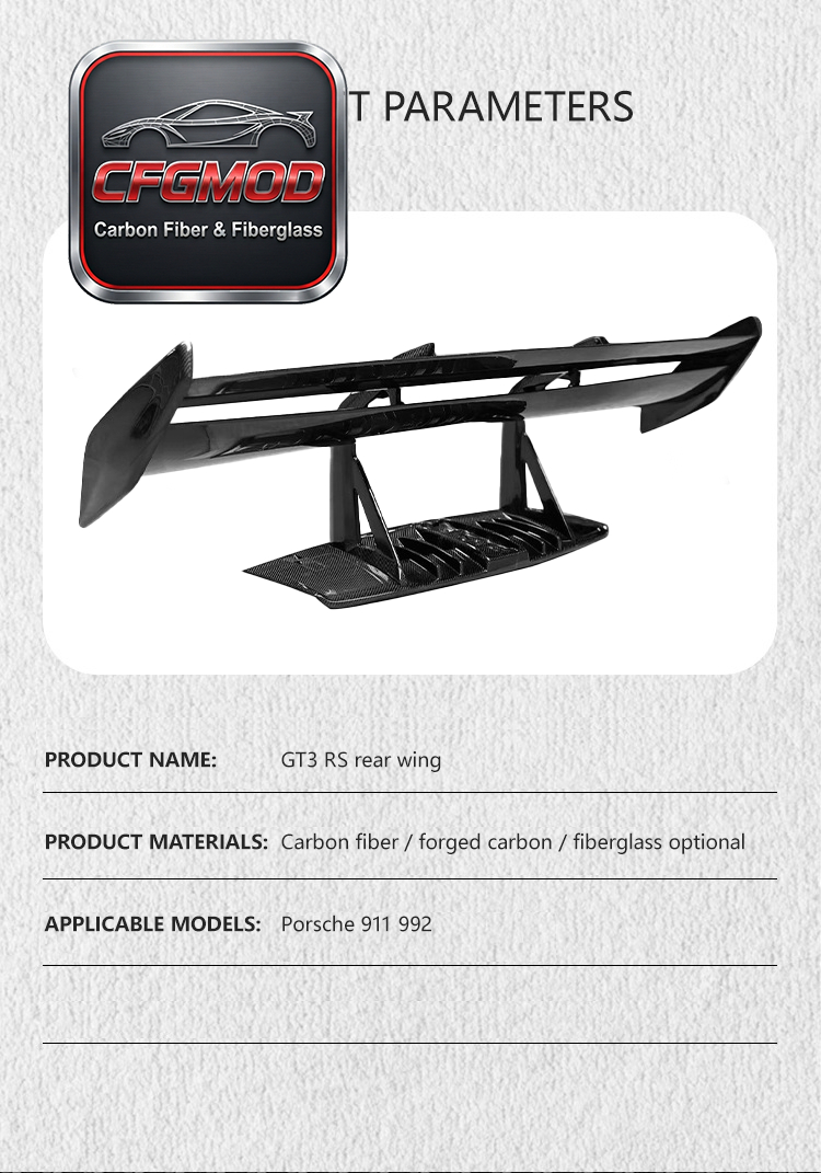 For Porsche 911 992 GT3 RS Carbon Fiber Rear Bumper Aero Wing Spoiler — 1