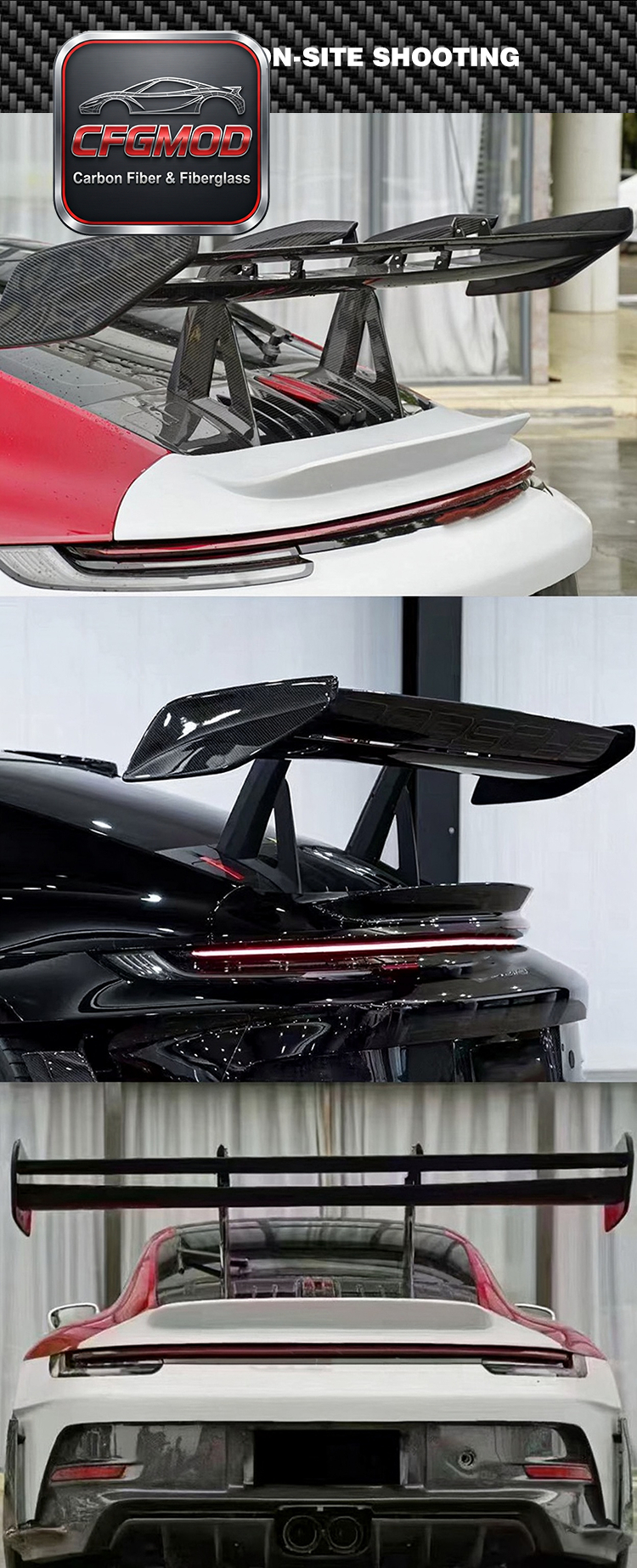 For Porsche 911 992 GT3 RS Carbon Fiber Rear Bumper Aero Wing Spoiler — 3