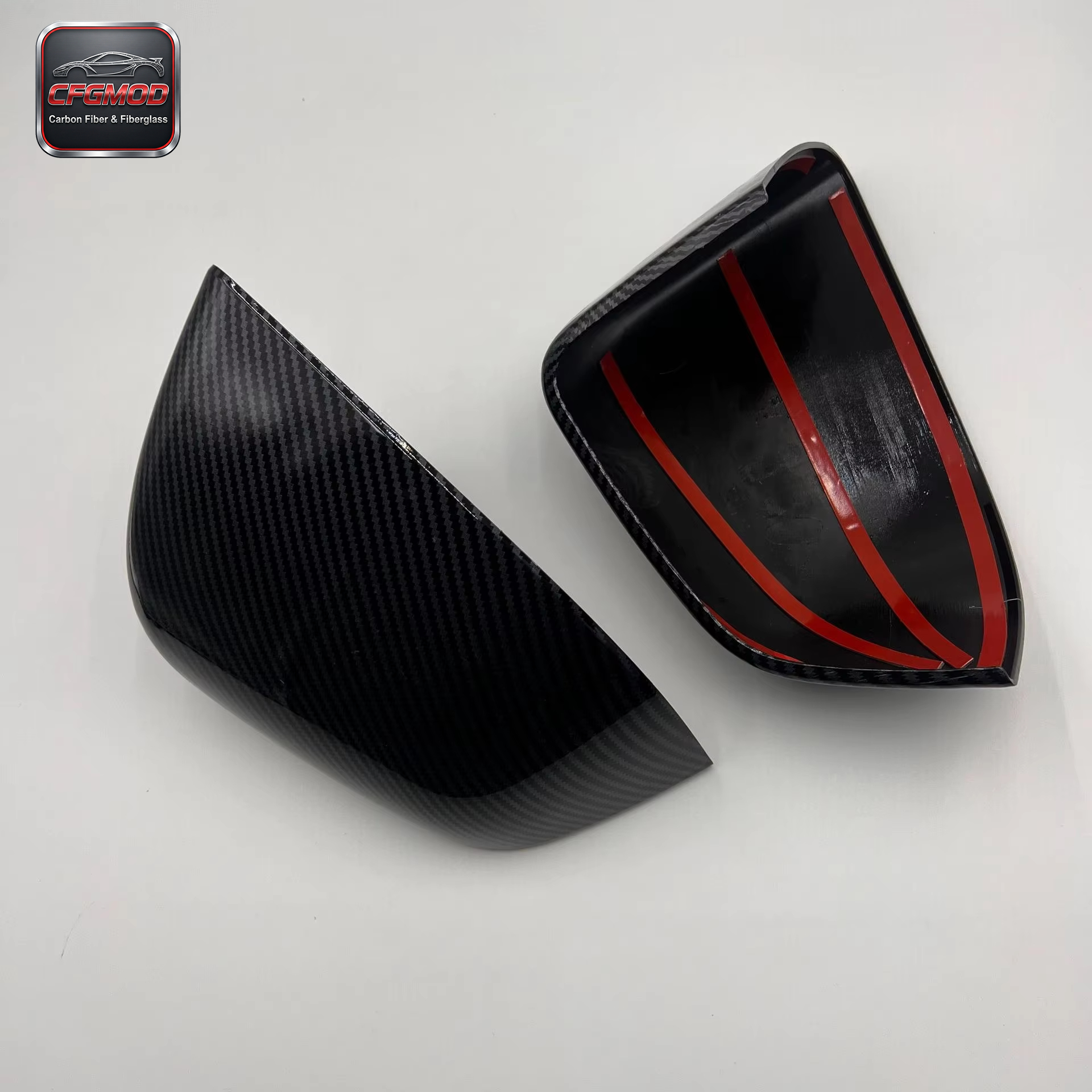 Dry Carbon Fiber Rearview Mirror Cover Cap Overlay Trim for Tesla Model Y — 2
