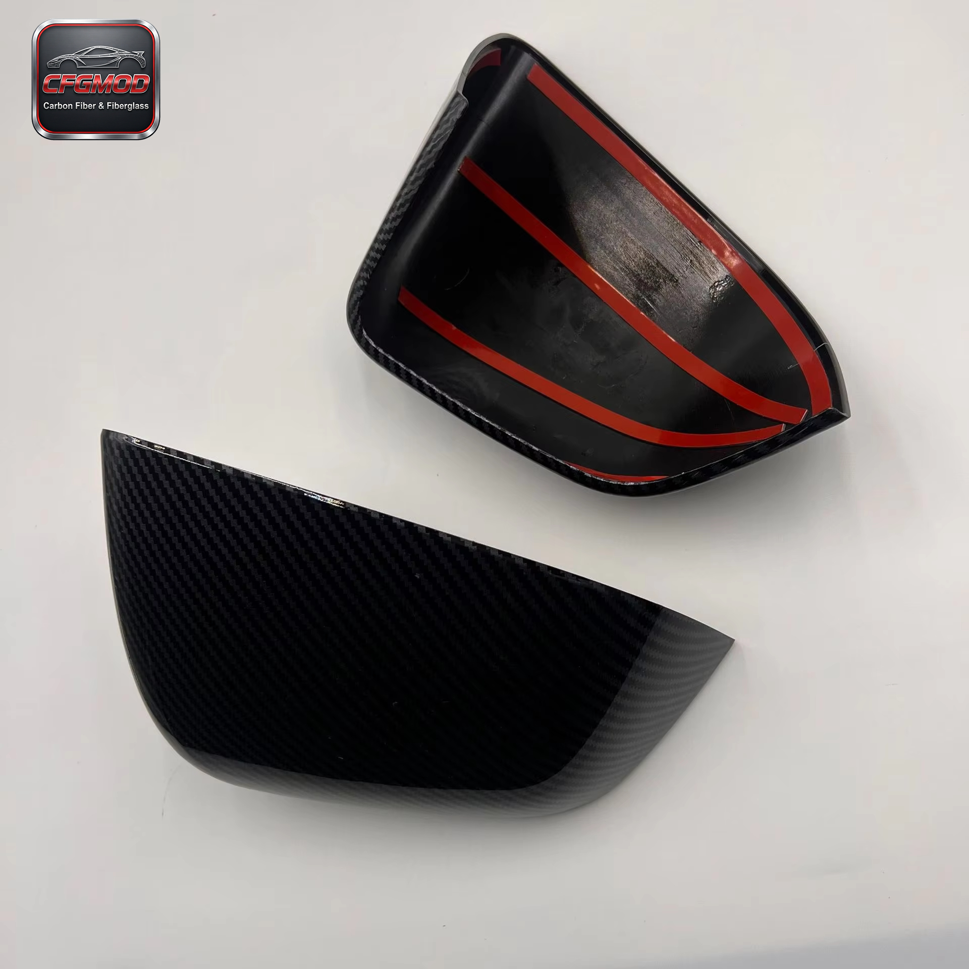Dry Carbon Fiber Rearview Mirror Cover Cap Overlay Trim for Tesla Model Y — 3