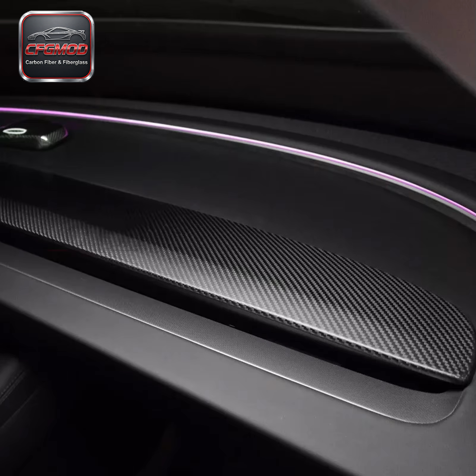 Carbon Fiber Dashboard Panel Trim Overlay for 2023-2025 Tesla Model 3 Highland — 2