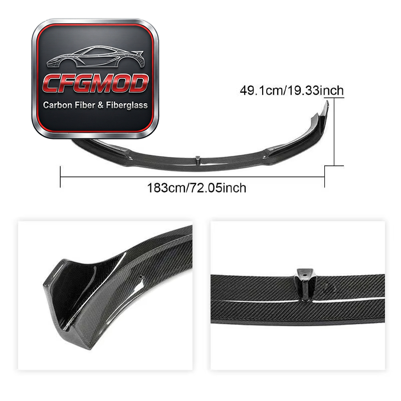 Dry Carbon Fiber V Design Front Spoiler Lip Body Kit for Tesla Model 3 2018 2019 2020 — 6