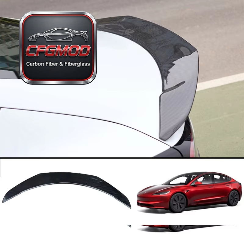 Dry Carbon Fiber V Design Rear Wing Lip for Tesla Model 3 Facelift 2024 2025 2026 — 1