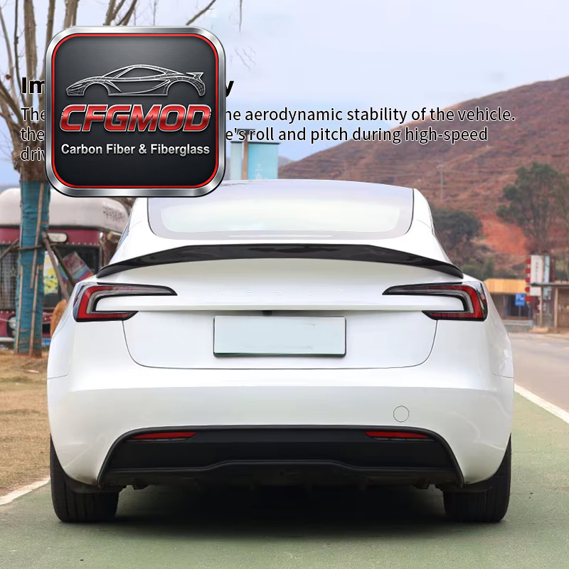 Dry Carbon Fiber V Design Rear Wing Lip for Tesla Model 3 Facelift 2024 2025 2026 — 3