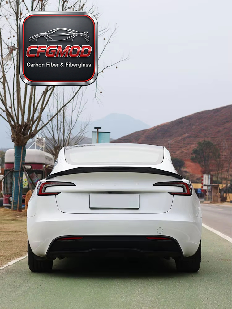 Dry Carbon Fiber V Design Rear Wing Lip for Tesla Model 3 Facelift 2024 2025 2026 — 7