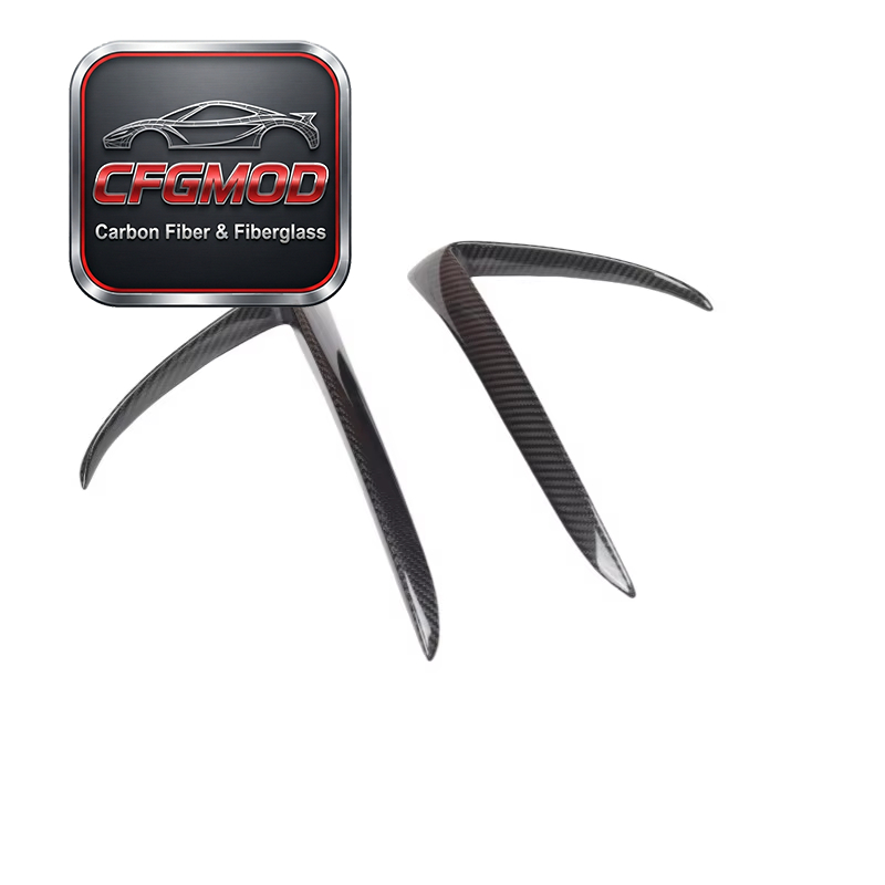 Dry Carbon Fiber Front Bumper Canards Fog Light Frame Trim for Tesla Model 3 — 1