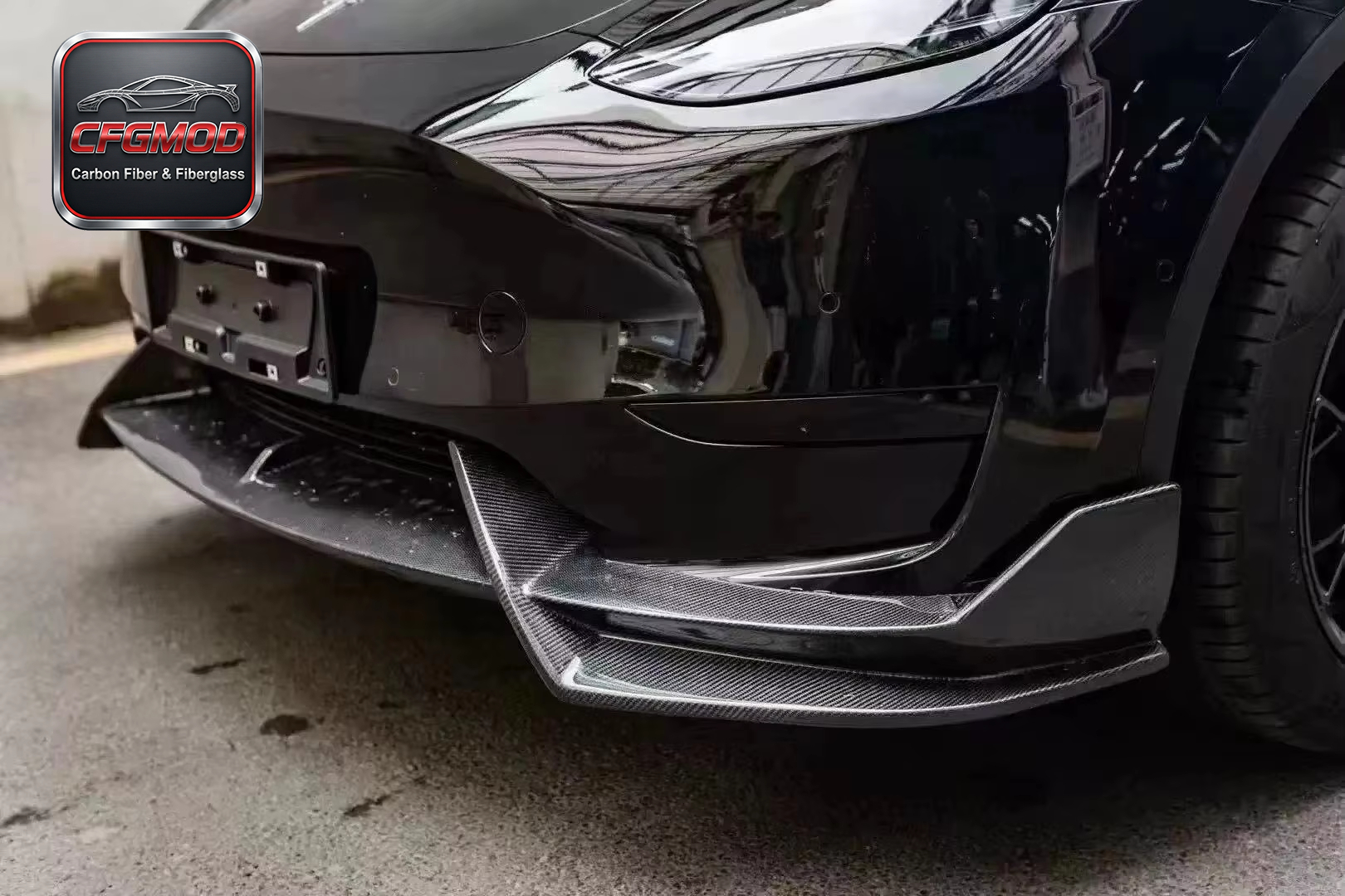 Dry Carbon Fiber Front Chin Spoiler Lip Body Kit for Tesla Model 3 Exterior Accessories — 4
