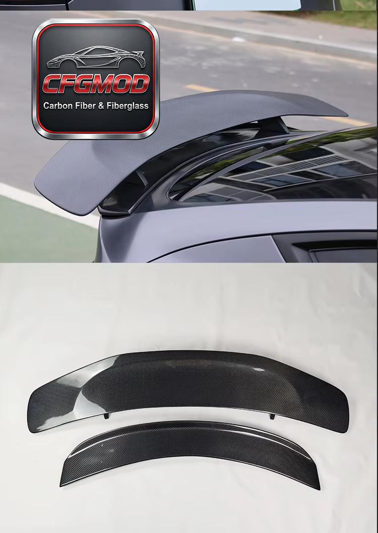 No-Drill Real Carbon Fiber Double Layer Rear Trunk Spoiler Wing for Tesla Model Y — 7
