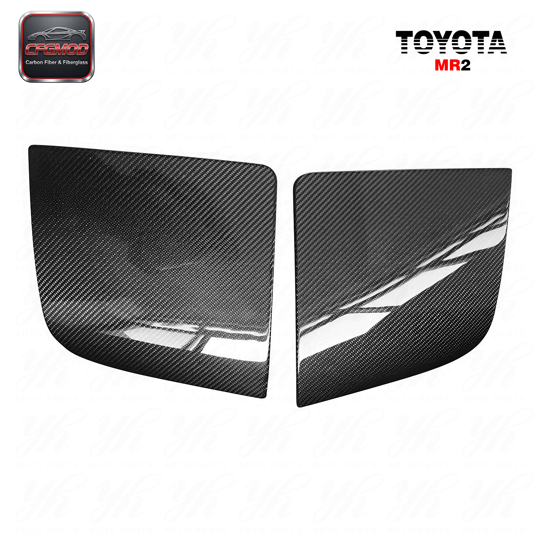 Black Carbon Fiber OEM High Gloss 3k Twill Weave Headlight Cover Replacement (Pair) for MR2 SW20 1990-1995-Brand — 2